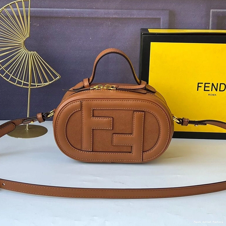Cheap HOT Calf Case O'Lock In Leather Brown Mini Camera Fendi 0806